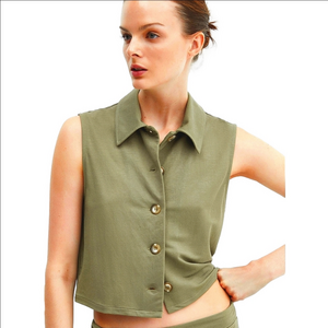 Mango 2 piece Collared Cropped top/Pullon pants  NWT  Sz XL